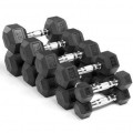 RUBBER HEX DUMBBELL SET - 5-30LBS